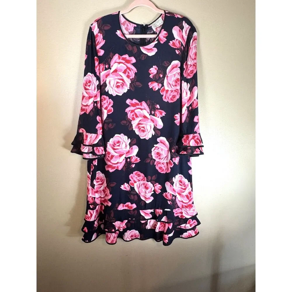 Kate Spade Dress, Black with pink and burgundy flowers